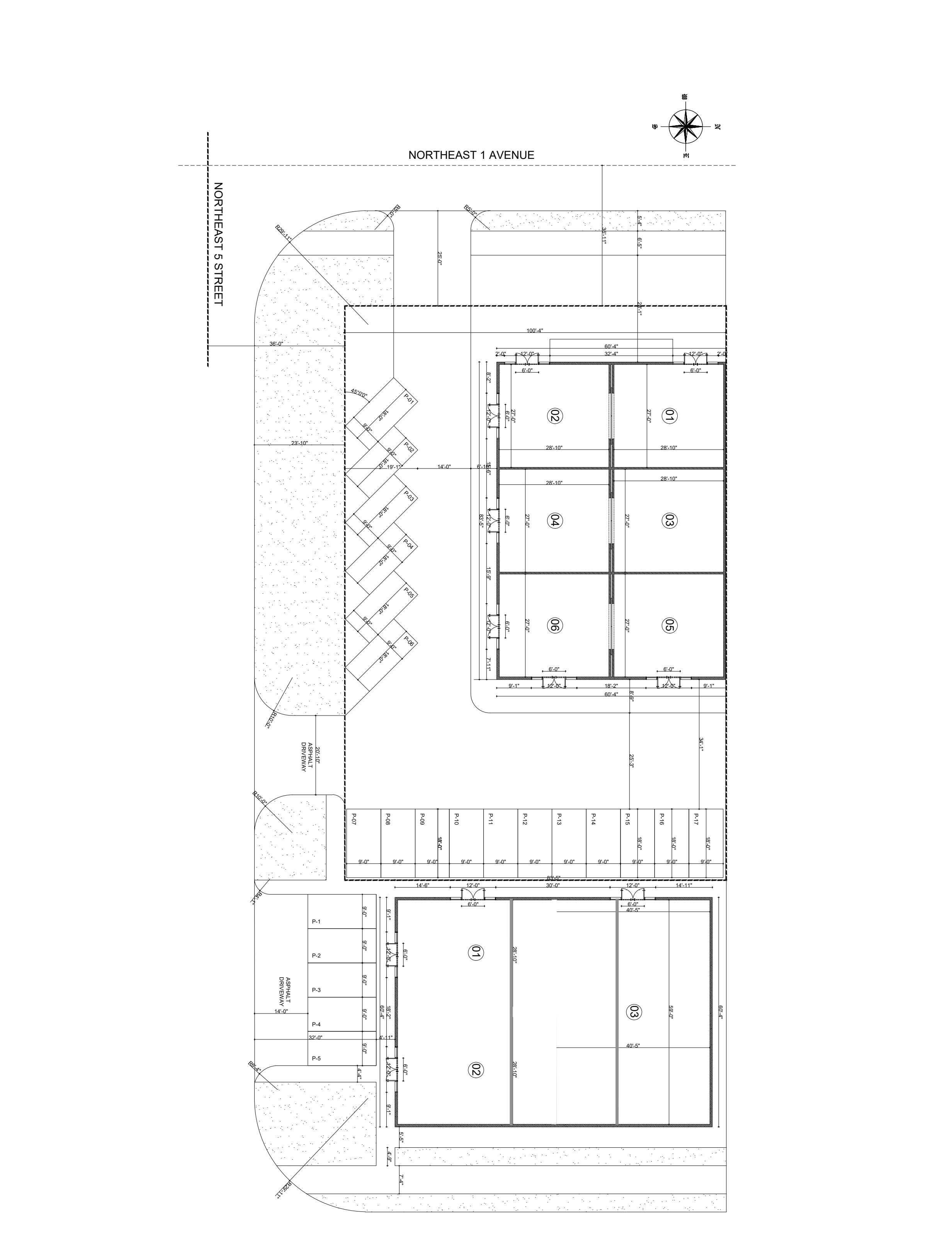 D8 Plaza site master plan with unit and parking dimensions